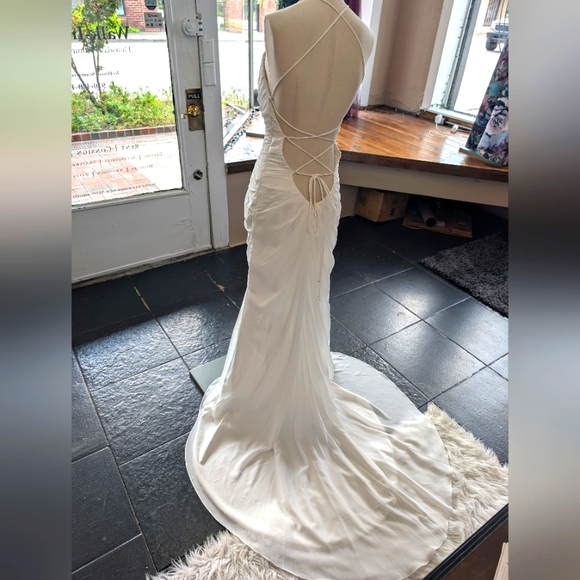 Creamy Chiffon Wedding Dress - Picture 3 of 6